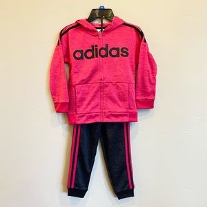 ADIDAS Girls Fleece Lined Hooded Track Sweatsuit